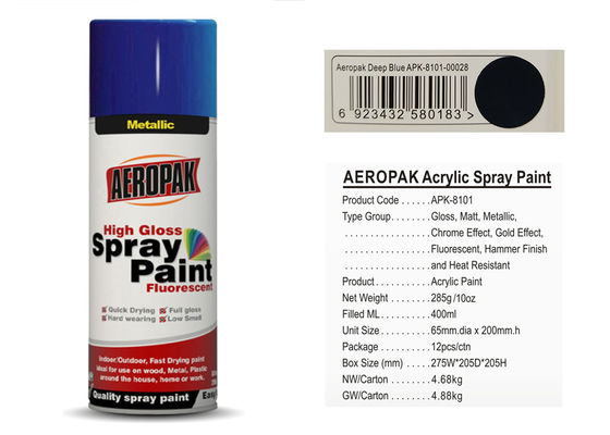 quality AEROPAK Deep Blue Fast Dry High Spray Rate Aerosol Spray Paint for Cars and Metal factory